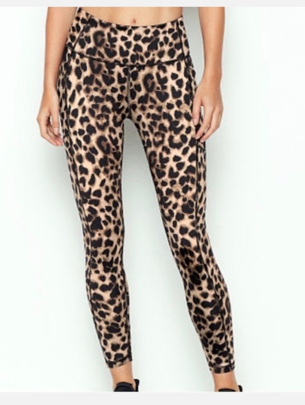 High-Waist Leopard Print Leggings - Brown/Black
